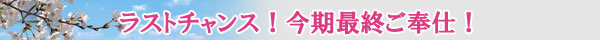 昨年冬、大好評だった「ちり鍋用天然ふぐ」が、今期最終ご奉仕!最後のチャンスです。お見逃しなく!