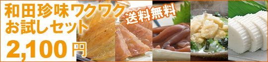 初めてのお客様限定です!和田珍味ワクワクお試しセット送料無料で2,100円です♪